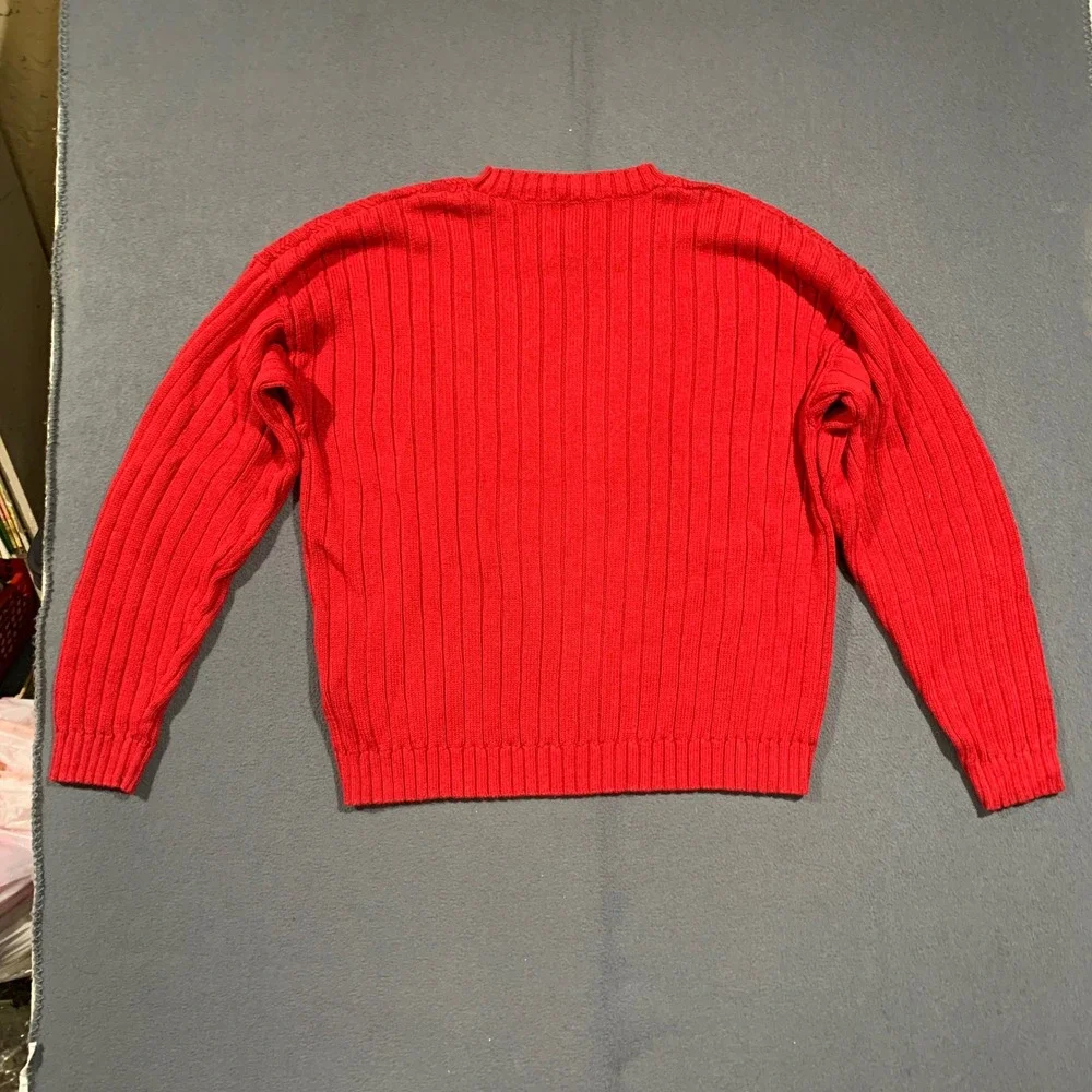 Towncraft Sweater Mens XXL Red Cable Knit Ramie Cotton Pullover Vintage 90s Crew